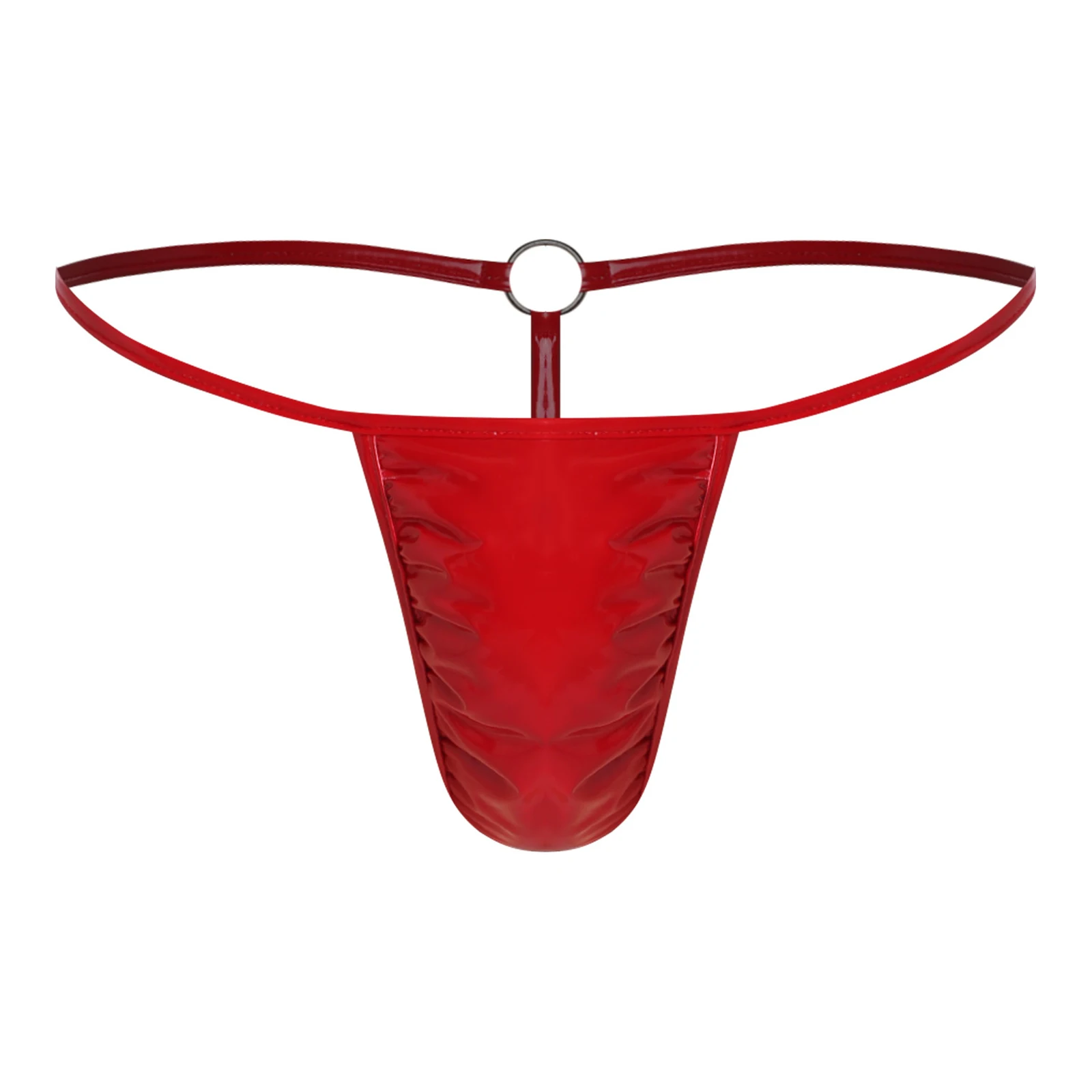 

Mens Glossy Thongs Spaghetti Waistband Bulge Pouch O-ring T-back G-string Briefs Fancy Underwear for Dating Night Anniversary