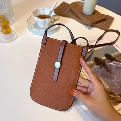 Borsa per cellulare in vera pelle di vacchetta borsa a tracolla femminile borsa piccola leggera in pelle semplice per telefono cellulare