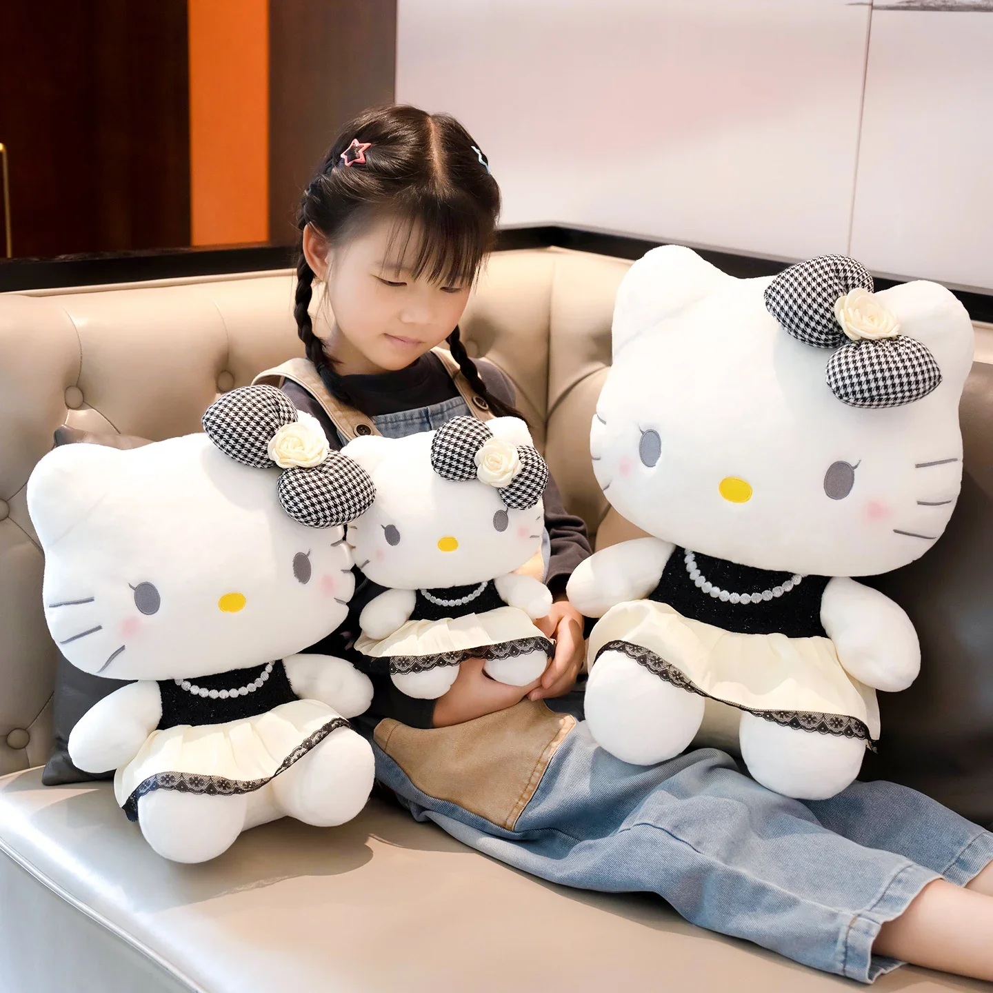 

12/25/33cm Sanrio Hello Kitty Plushies Stuffed Anime Cute Dress Up KT Cat Doll Soft Cuddly Doll Xmas Gifts Girly Home Decor