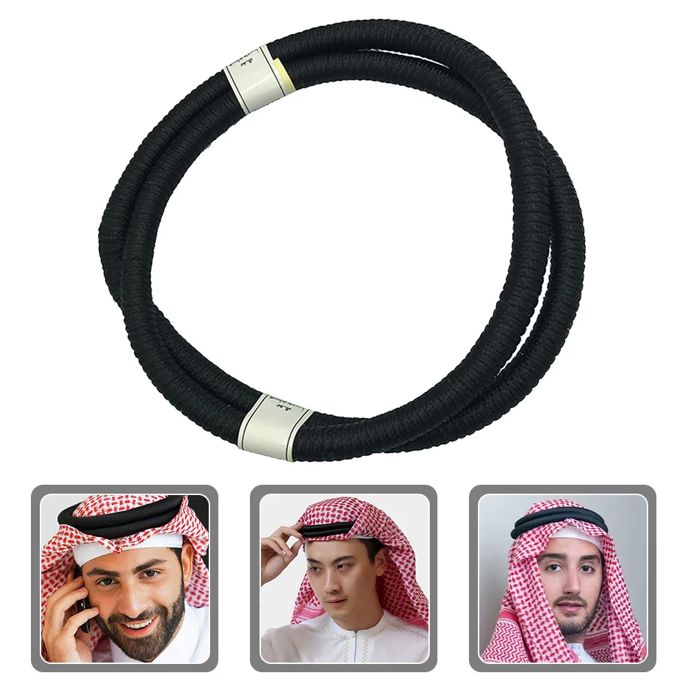 

Men Arab Headband PU Vintage Braided Texture Head Wrap Rope for Cosplay Party Halloween Carnival Accessory Male Head Scarf