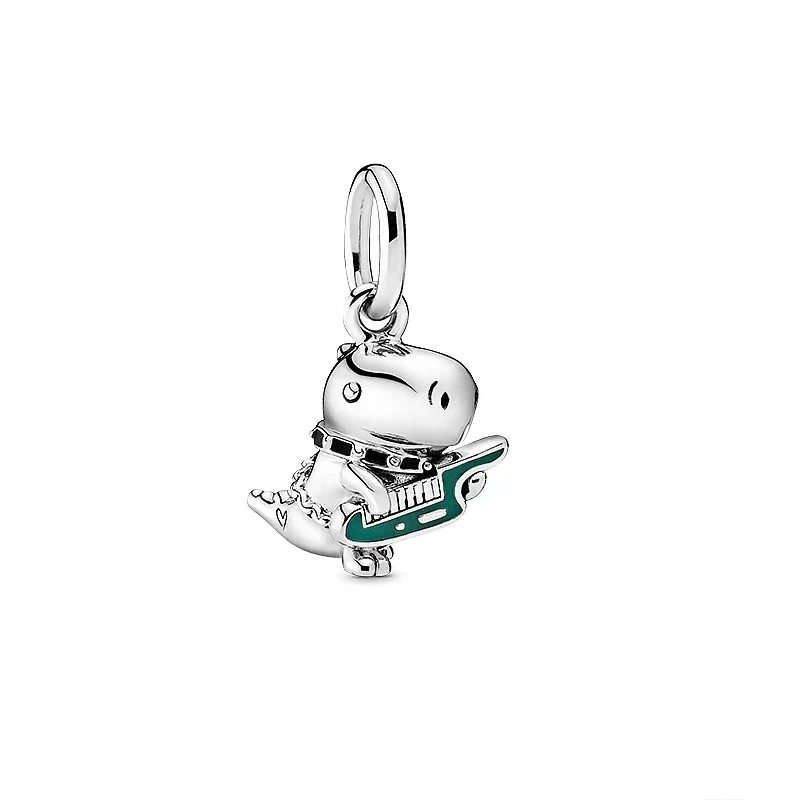 Pendant Dinosaur Bear Unicorn Playing Guitar Charm Beads Fit Original European 925 Sterling Silver Bracelet Necklace DIY Jewelry