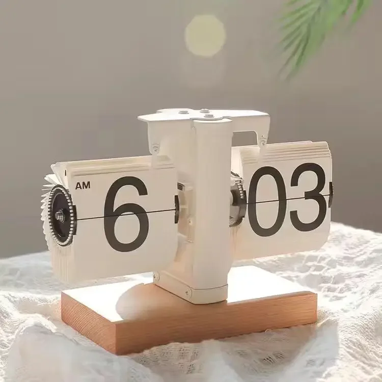 Simple Creative Retro Automatic Mechanical Page-turning Clock Ornaments Living Room Desktop Gift Clock Digital  Despertador