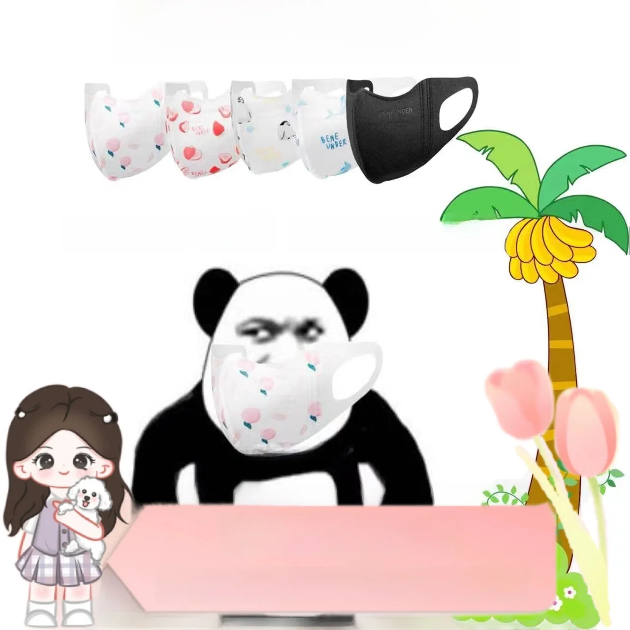 

Одноразовая маска Banana Le с 3D-принтом, защитой от солнца, дышащая, четырехслойная, для небольшого лица, из нетканого материала