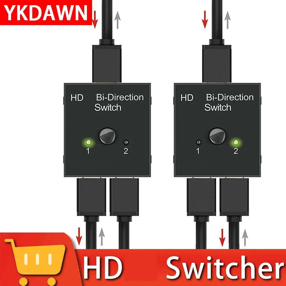 KVM-conmutador bidireccional compatible con HD, 2 puertos, 4K, 2x1, 1x2, UHD, 4K x 2K, 3D, HD, 2 entradas, 1 sortie, réplica 2