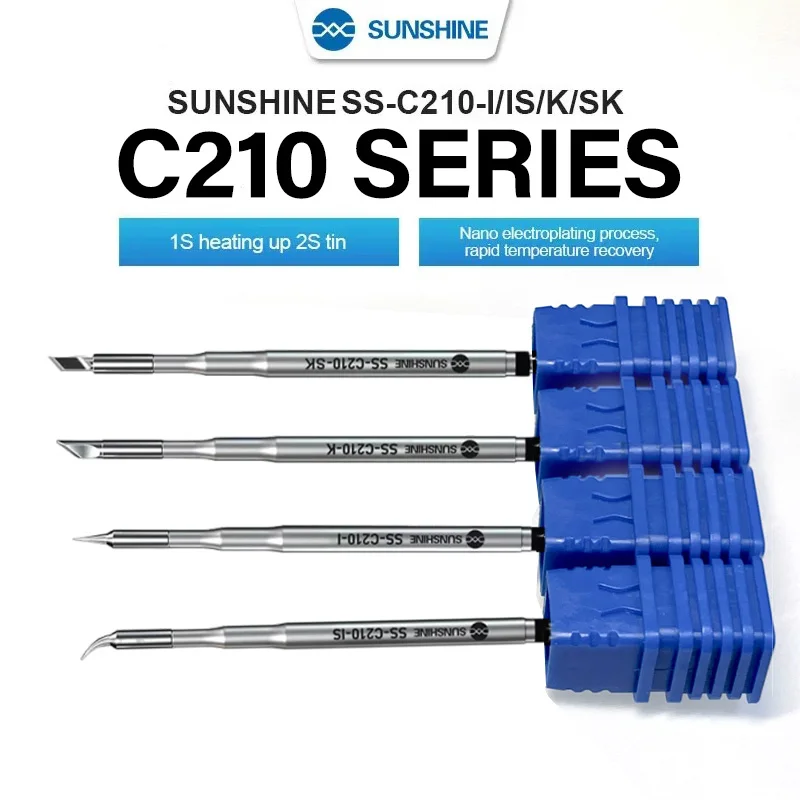 SUNSHINE SS‑C210 Soldering Iron Tip Corrosion Resistant Solder Head for T210 T26 S210 Soldering Station Repair Tools