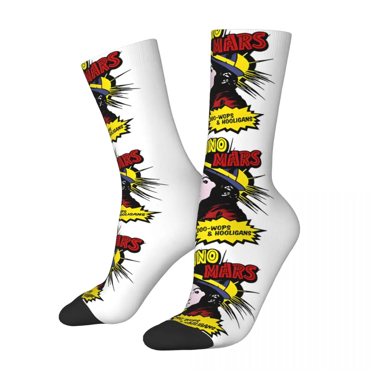 Funny Happy Hooligans Design Men's Socks Vintage Harajuku Bruno Mars Hip Hop Novelty Pattern Crew Crazy Sock Gift Printed