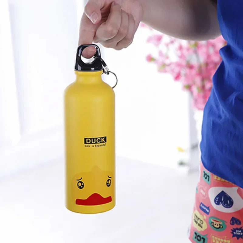 1 Pc 500ML Lovely Animal Pattern Vacuum Thermos for Women Kids Water Coffee Bottle Carabiner Sport Child Vacuum Flask