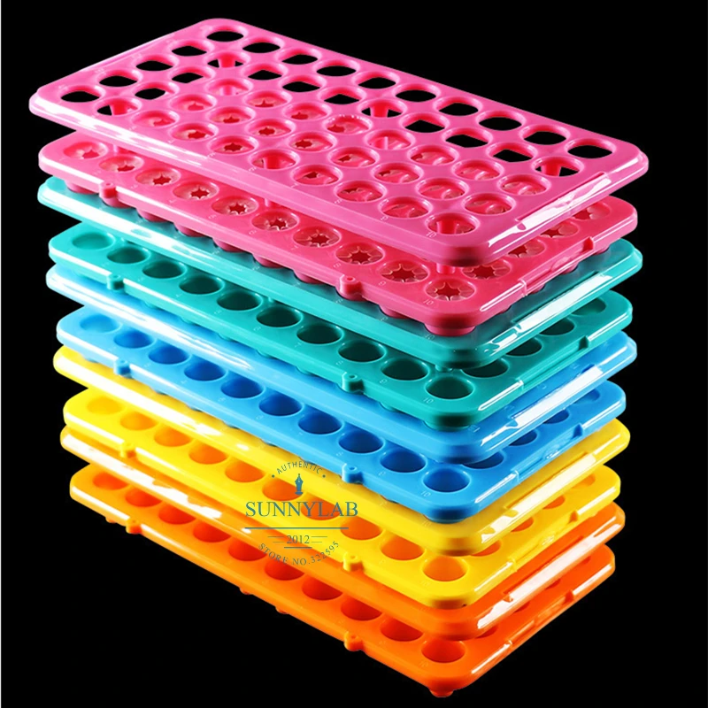 1Pcs Plastic Colorful 50holes Multifunctional Centrifuge Tube Rack Freezing Pipe Test Tube Holder