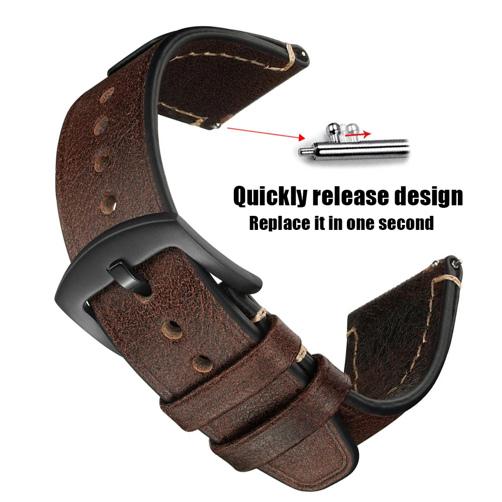 20mm 22mm Genuine Leather Watch Strap Vintage Universal Quick Release Women Men Belt Bracelet for Omega Band for Rolex Wristband