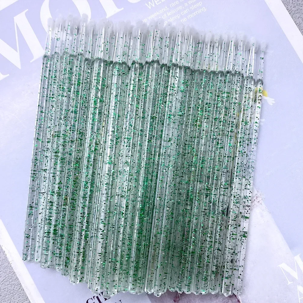 100 pièces Micro brosse cristal cils enlevant écouvillon Microbrosse Mascara baguettes applicateur Extension de cils pinceaux de maquillage outils
