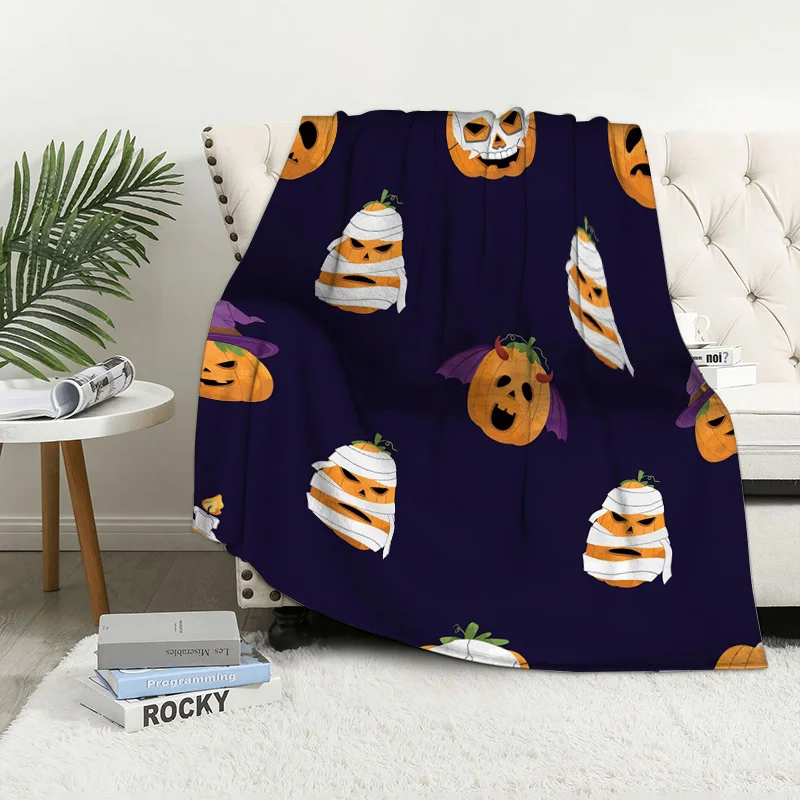 Home decoration plush Throw Sofa blanket Bedspread bed fluffy soft blankets decor Plaid Modern Halloween Autumn Pumpkin funny