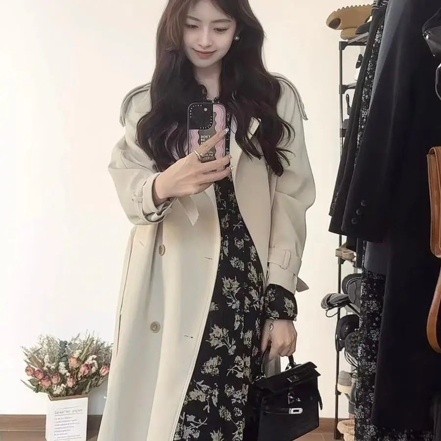 

plus Size 300 Pou White Coat Women's Spring Autumn Medium Length Faionable Casual Briti Sle Outerwear for plus Size ...