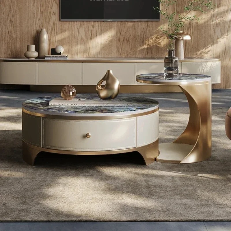

A16 Light Luxury Modern High-End Sense Tea Table Living Room Home Coffee Table High-End round Tea Table