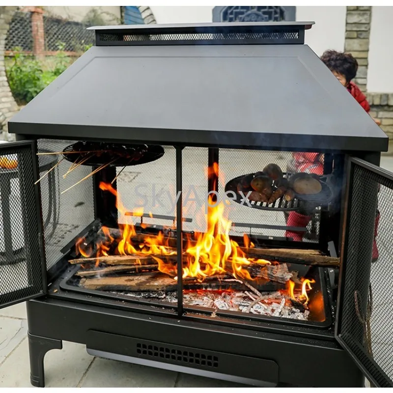 Large Wood Burning Heating Stove - Multifunctional BBQ Oven  Heavy Duty Rustproof for Villa Courtyard Home Outdoor Bonfire Party