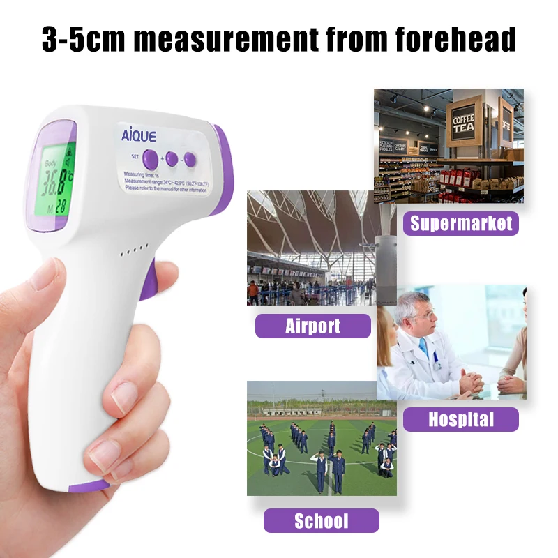 AiQUE Baby Digital Infrared Forehead Thermometer Fever Contactless Clinical Electronic Medical Temperature Meter Adult