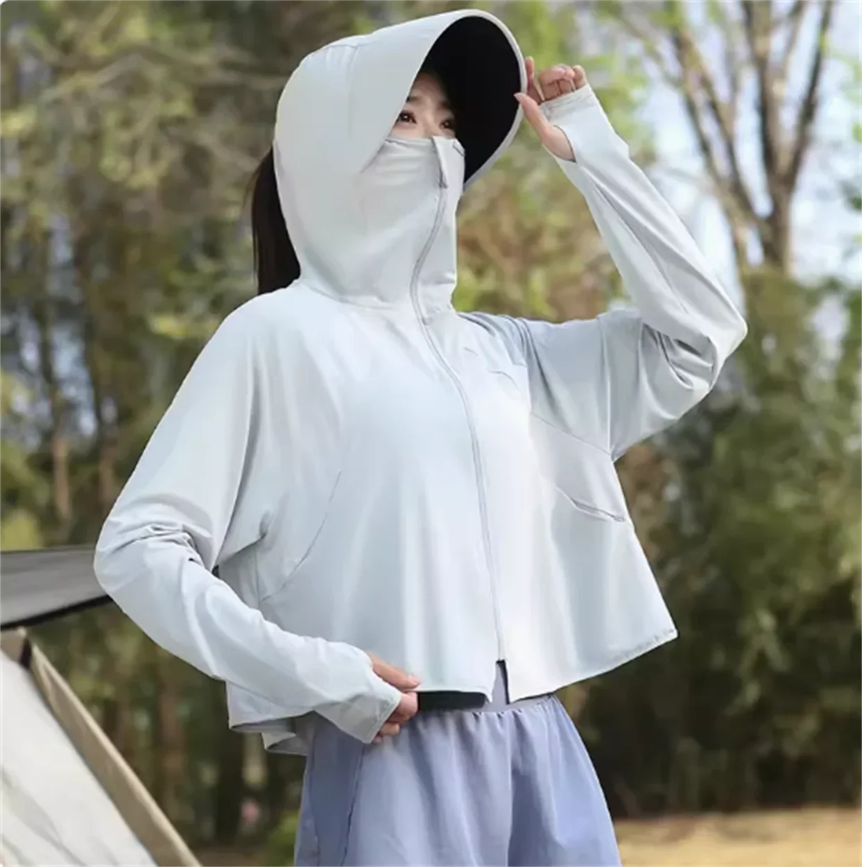 

Summer anti UV original yarn ice silk cloak sunscreen clothing