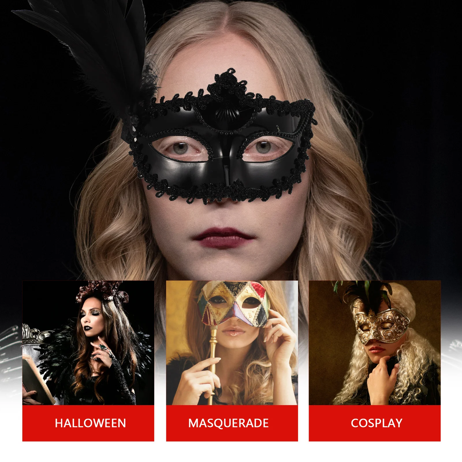 

2Pcs Decor Masquerade Mask Half Face Party Masks for Carnival Halloween Cosplay Women Costume Accessories