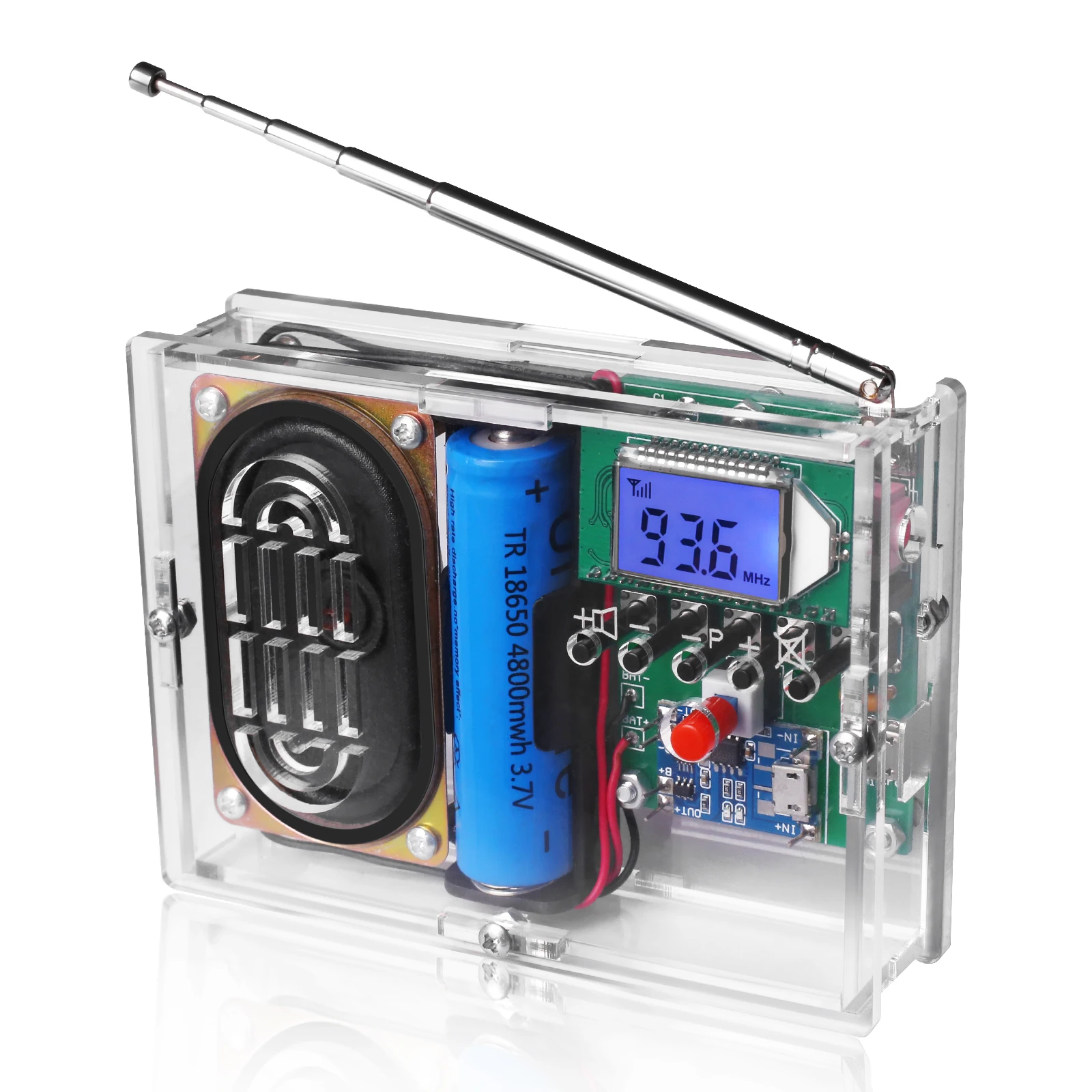 Elektroniczny zestaw zrób to sam odbiornik radiowy FM moduł 76-108MHz DIY głośnik radiowy zestaw częstotliwość modyfikacji LCDDisplay lutowania praktyki