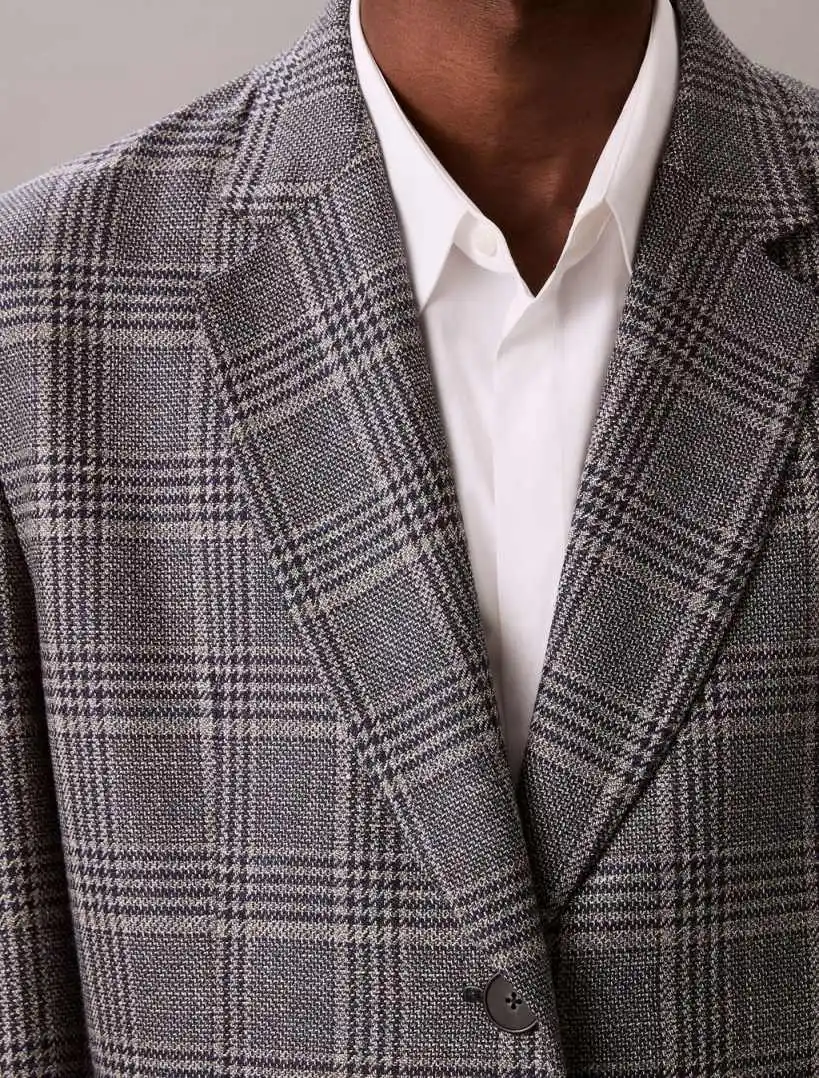 Casual Men's Plaid Long Trench Coat Single Breasted Wool Blends Overcoat Winter Thick Customized One Piece