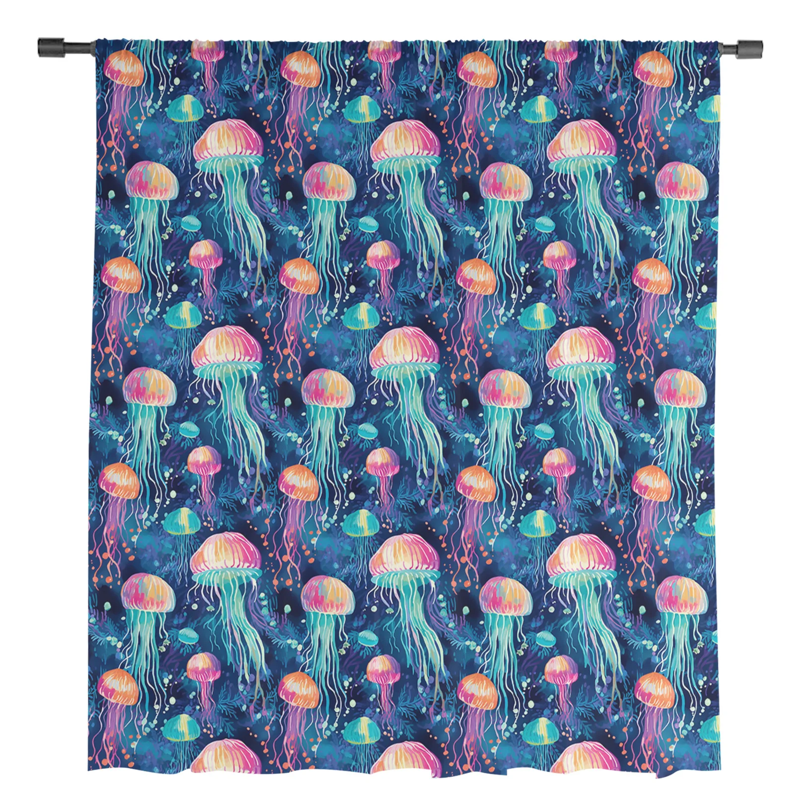 Jellyfish Gradient Sheer Curtains for Bedroom Kitchen Window Tulle Curtains for Living Room