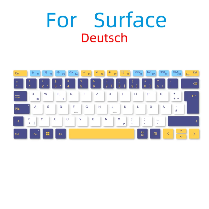 German Suitable for Microsoft Surface Book Laptop Go 1/2/3 Pro 4/5/6/7/8/9/10/11 Button Stickers with Contrasting Colors