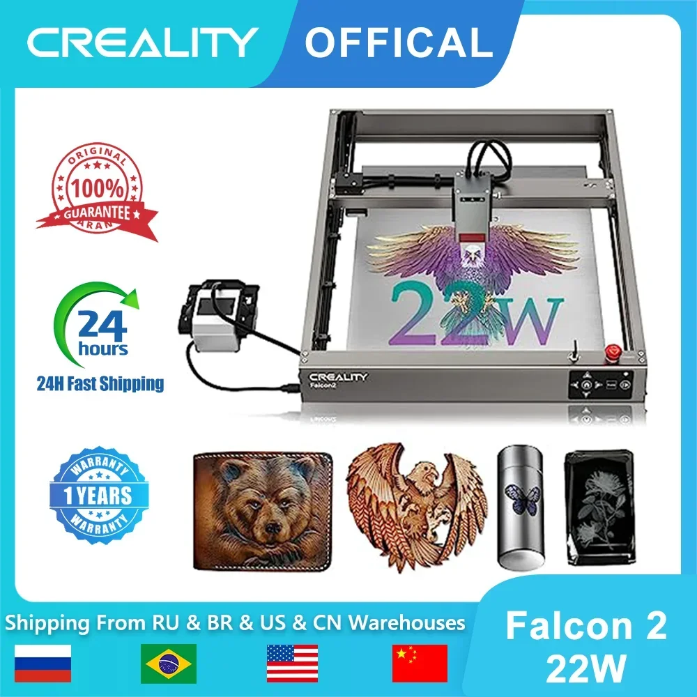 Creality Falcon 2 Laser Engraver 22W Laser Engraving Cutting Machine DIY CNC Metal Woodworking Automatic Air-assist