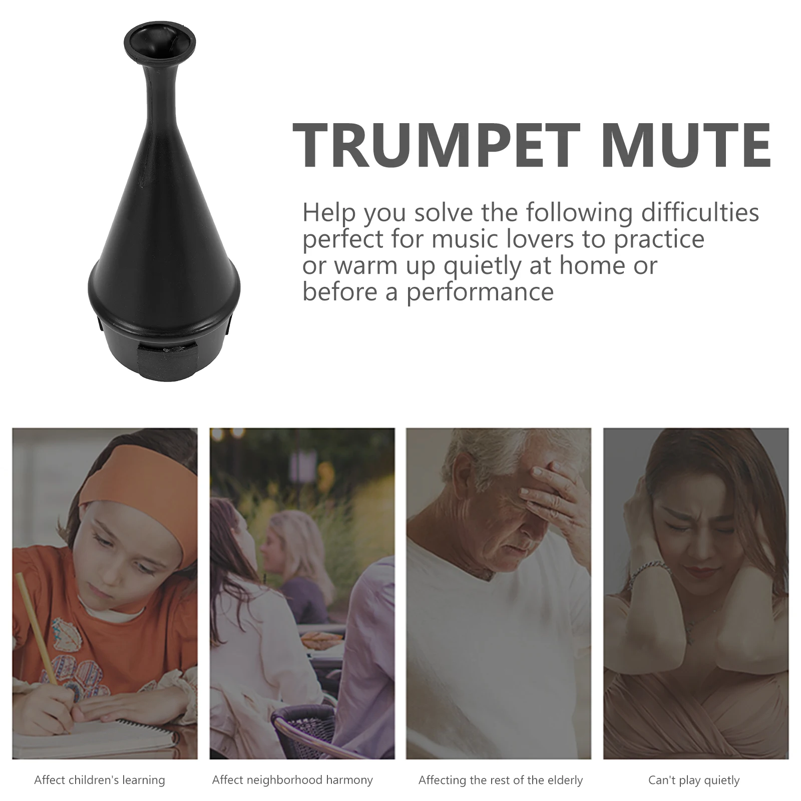 

Trumpet Mute ABS Soundproof Straight Silencer for Trombone Cornet Long Service Life Professional Practice Musical Supplies