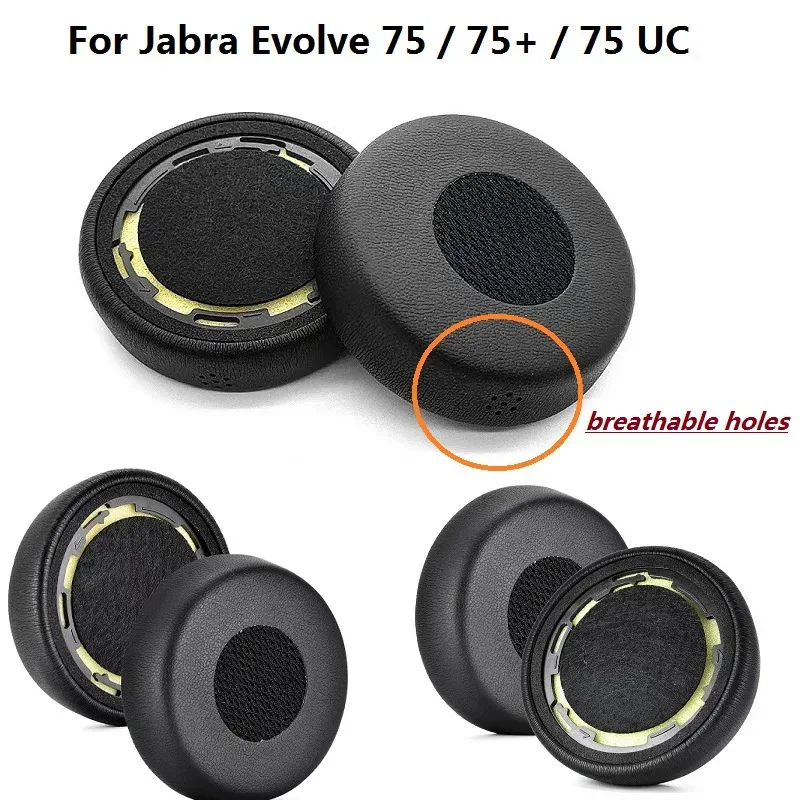 Coussinets d'oreille de remplacement pour écouteurs Jabra Evolve 75 / 75 + / 75 UC, housses d'oreille en mousse à mémoire de forme souple