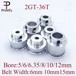 Printfly 2GT 36 zähne 2GT Timing Pulley Bohrung 5/6/6.35/8/10/12mm für GT2 Öffnen zahnriemen breite 6mm/10/15mm 3D Drucker