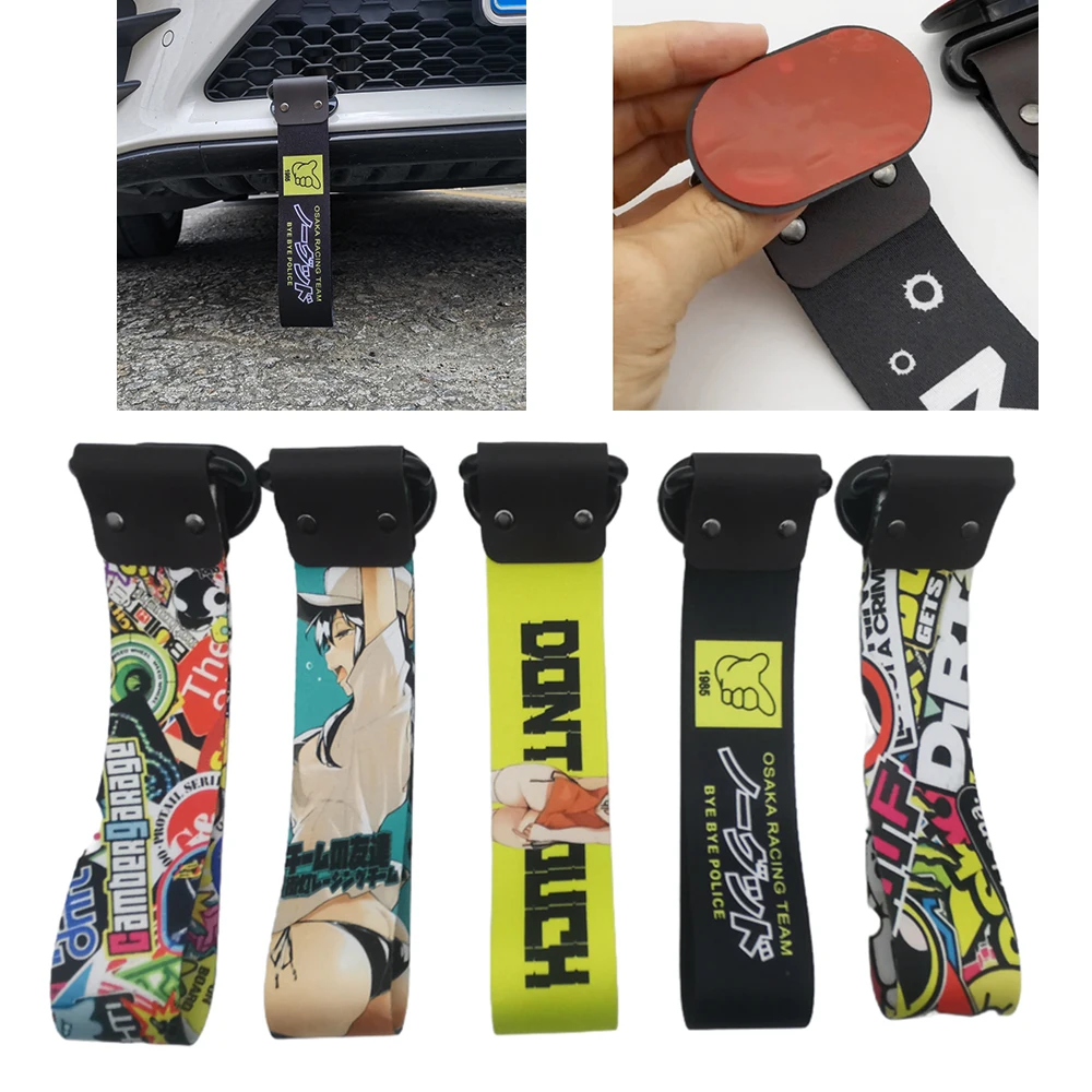 JDM سيارة سحب هوك سحب حزام العالمي مقطورة قصيرة حزام لزجة ضبط السيارات الملحقات لزراعة الكتابة على الجدران 1985 لا جيد