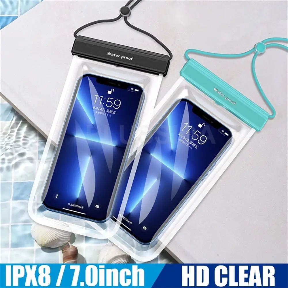 Transparent Touch Screen Under 7.0 inches Swimming Case Phone Pouch Mobile Phone Cover Waterproof Phone Case Protector