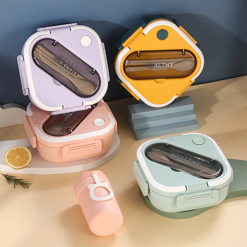 

Baby Bento Box Portable Compartment Fruit Food Box Children Microwave Lunch Box with Fork and Spoon Picnic Fresh Box Snack Box
