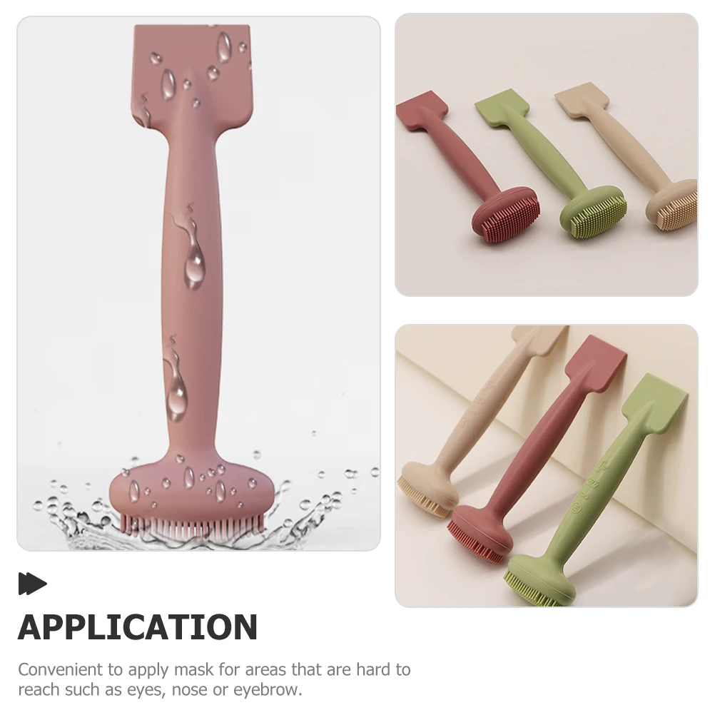 

3pcs Silicone Facial Mask Brush Double Ended Mud Mask Tool Face Scrubber Exfoliator Eye Nose Applicator Comfortable Handle Easy
