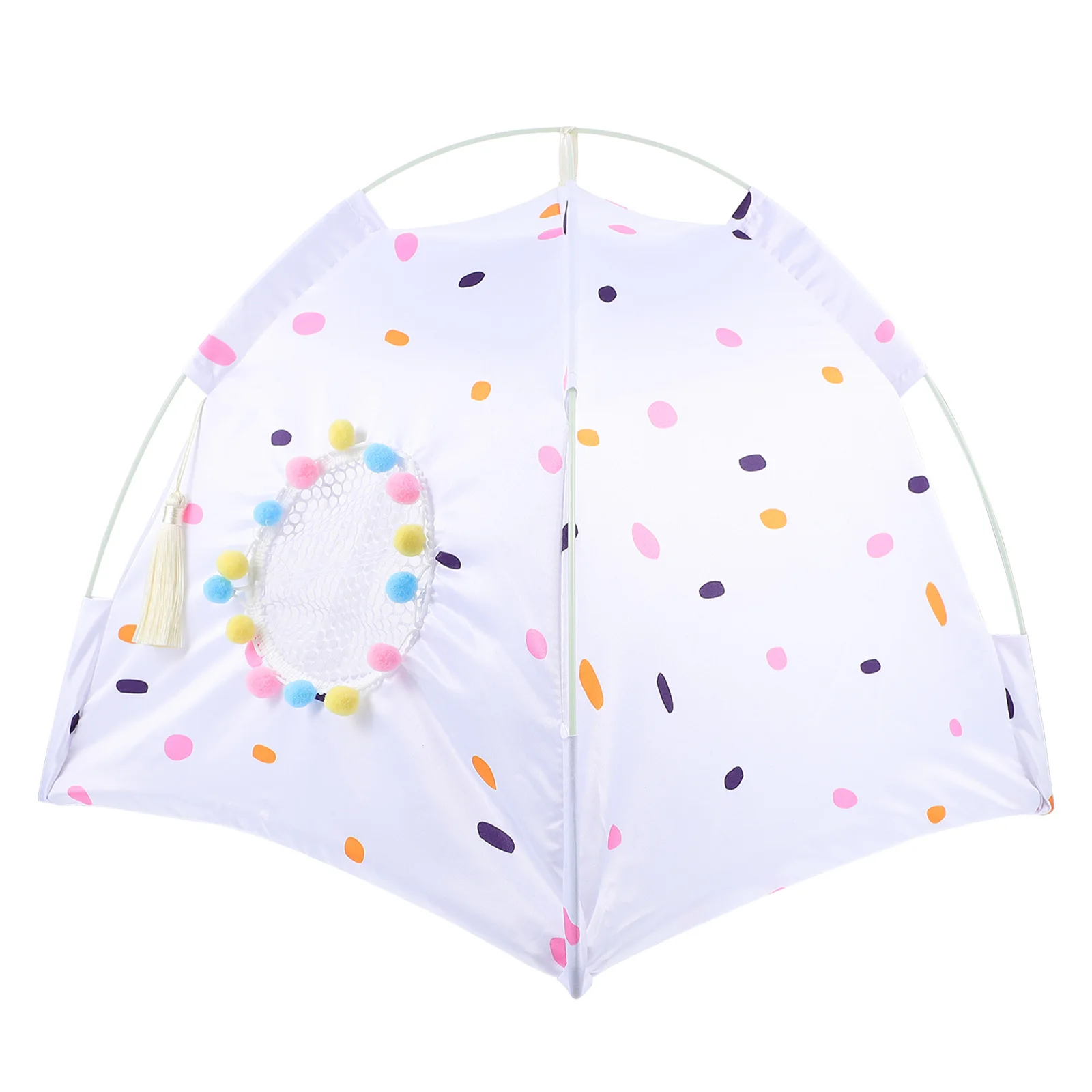 

Pet White Base Colorful Dots M Size Dog Cat Tent Foldable Kennel Indoor Outdoor Toys Summer Mats Included