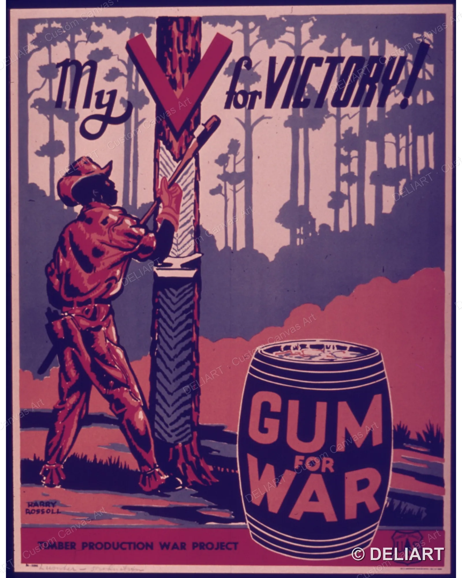 My V for Victory. Gum for war Vintage WWII Propaganda Canvas Wall Art Poster Print Retro Home Decor Unframed