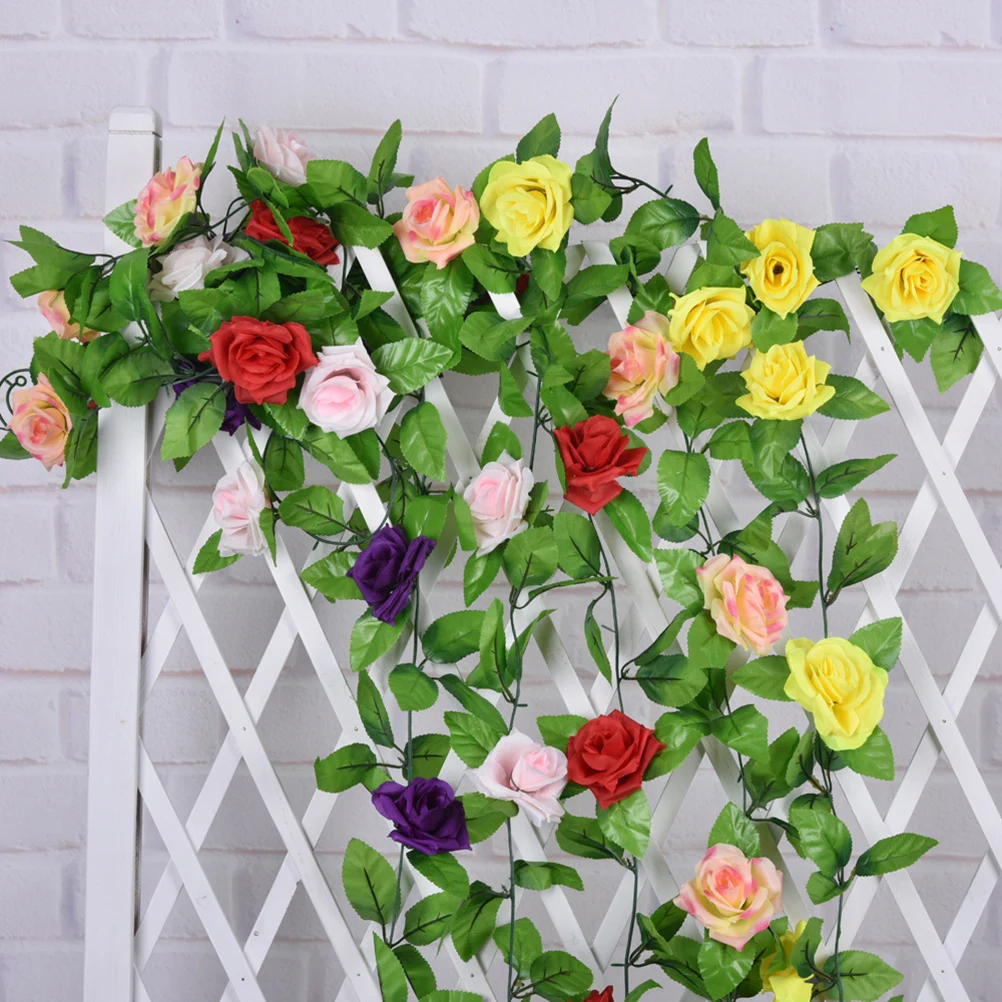 

Floral Garland Dark Pink Rose Flower Vine Artificial Wedding Home Garden Party Decoration Rose Garland Floral Vines