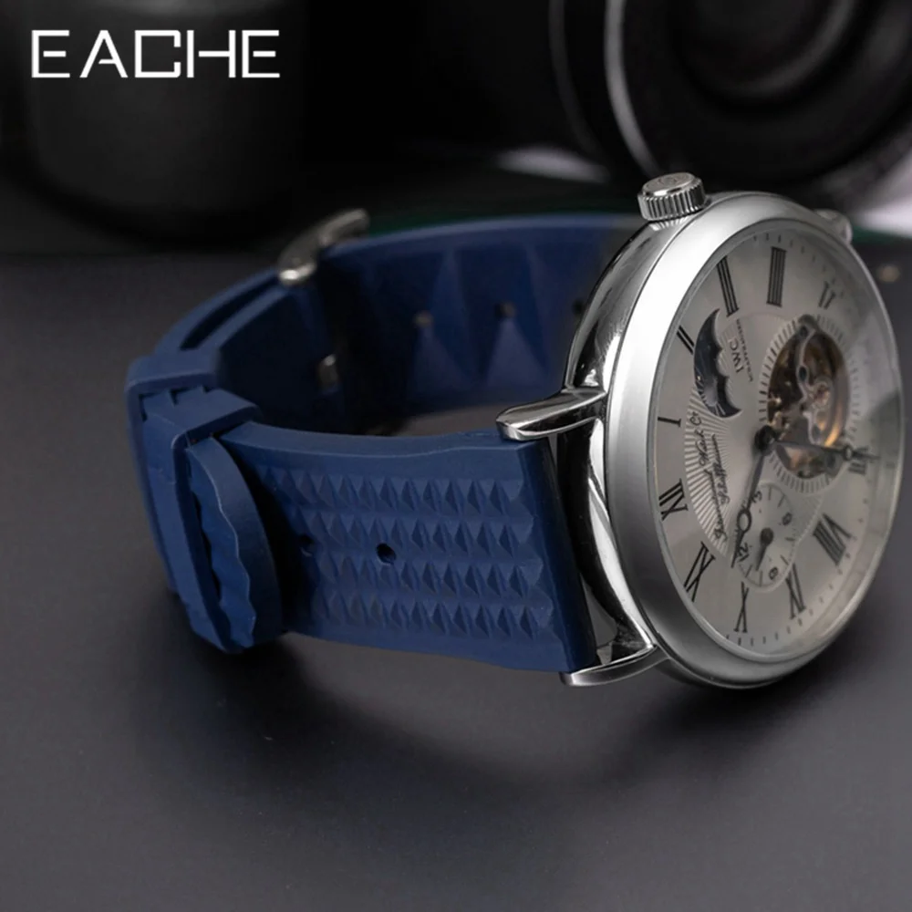 

EACHE Fluorine Rubber Watch Straps 20mm 22mm Silicone Watchband Fluorubber FKM For Man Replacement Wrist Band