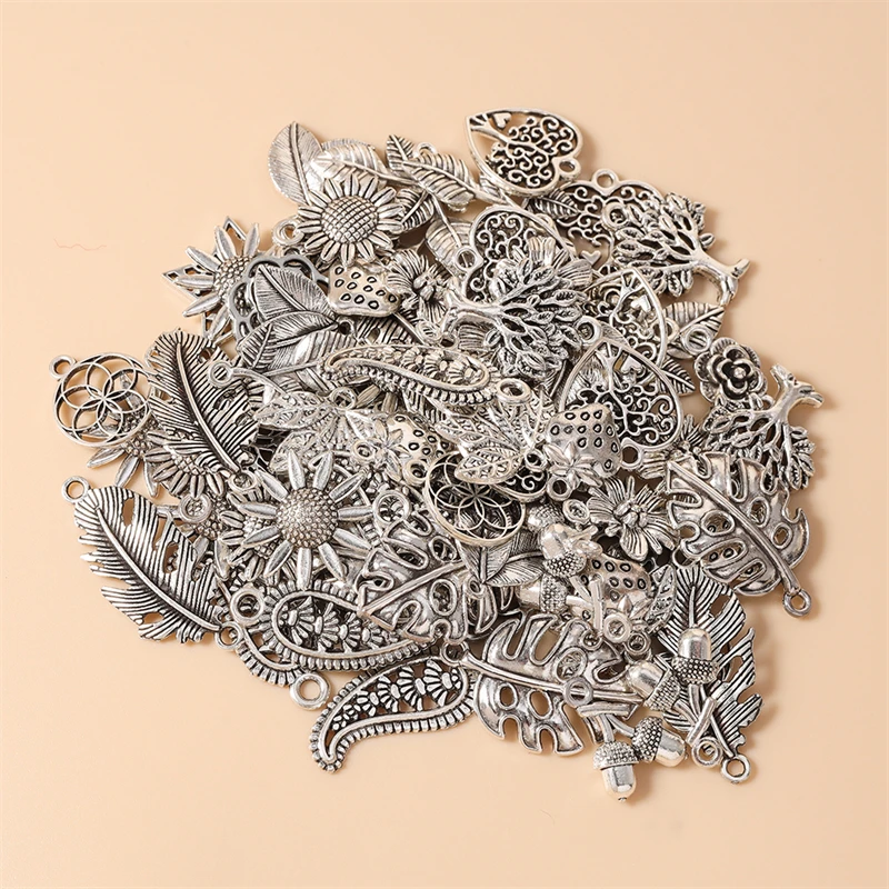 20 Stück niedliche Anhänger aus Legierung in Form von Pflanzen, Blumen, Bäumen und Blättern für die Schmuckherstellung, Ohrringe, Anhänger, Halsketten, Armbänder, DIY-Bastelzubehör – Detail 4