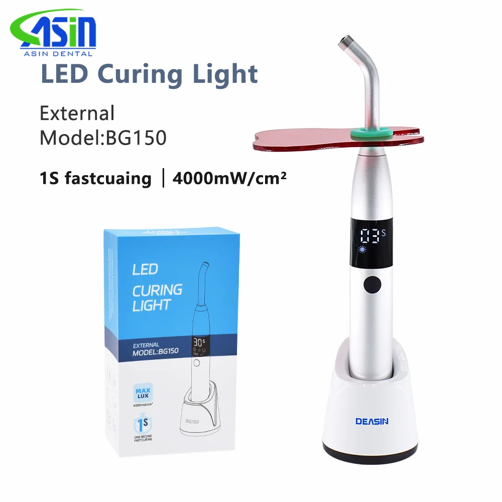 DEASIN Dental Curing Light Lamp LED Cordless Metal Head 1S Cure 3 Modes 1000-4000mw/cm² Standing Design Dentistry Equipment