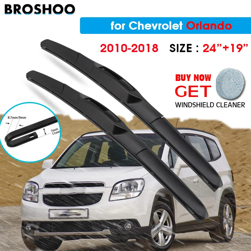 

Car Wiper Blade For Chevrolet Orlando 24"+19" 2010-2018 Auto Windscreen Windshield Wipers Window Wash Fit U Hook Arms