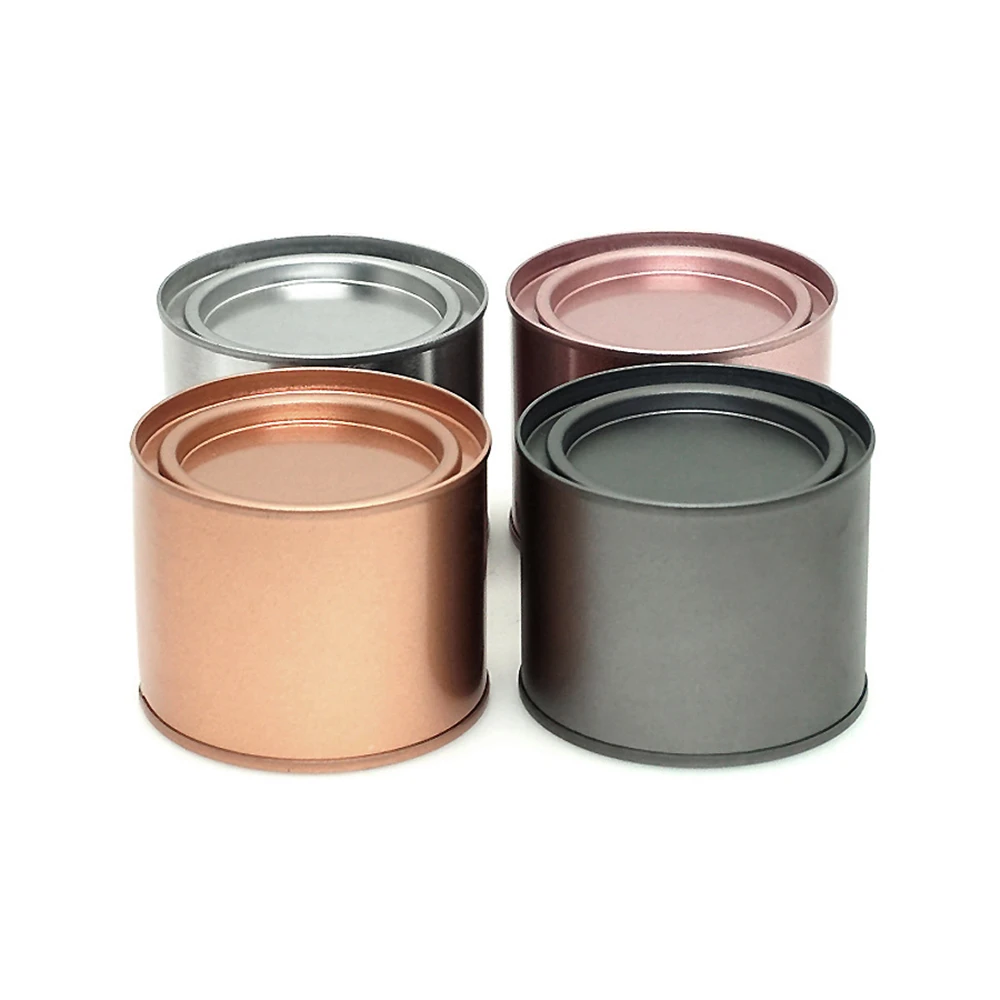 

2Pcs/Set Round Sealed Metal Tea Box with Lid Portable Aromatherapy Candle Iron Box 50ml Kitchen Storage Tools Container Cans