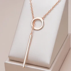 Kinel Hot Fashion Glossy Pendant Necklace For Women Luxury 585 Rose Gold Color Simple Pendant High Quality Daily Fine Jewelry