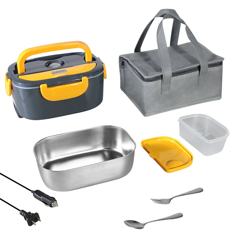 1.5L Portable Electric Heating Stainless Steel Liner Lunch Box Food Container 5-in-1 Use Home and car dual-use insulated heated