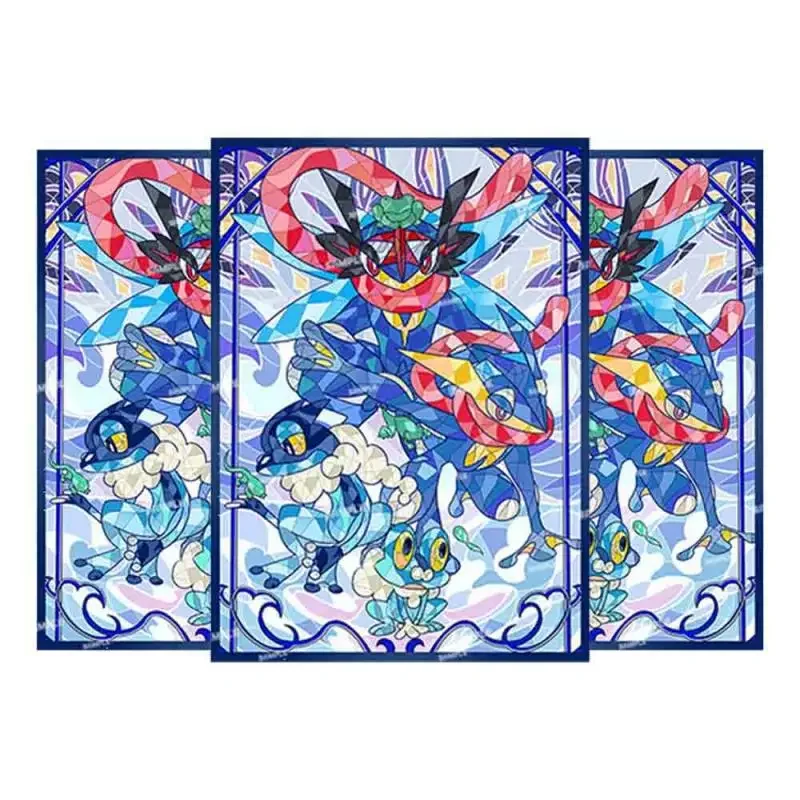 50Pcs/set Pokemon Cards Sleeve Froakie Greninja PTCG Anime Game Characters Colorful Laser Version DIY Cards Protective Cover