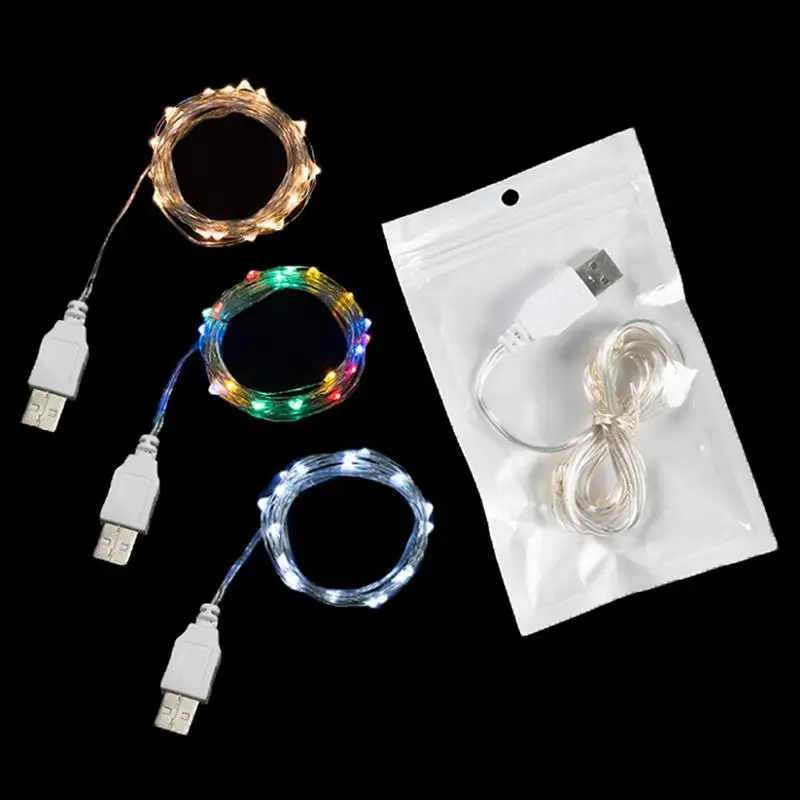 1pcs 2M 20Led 3M 30Led Mini Led Copper Wire String Fairy LED Lights For Christmas Wedding Party Decoration USB Powerd