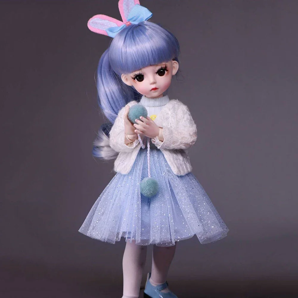 YUTOTUE 30 سنتيمتر الارتفاع لطيف فتاة دمية لعبة مع الملابس القابلة للإزالة الأحذية الباروكات مجموعة الاطفال هدية صغيرة BJD