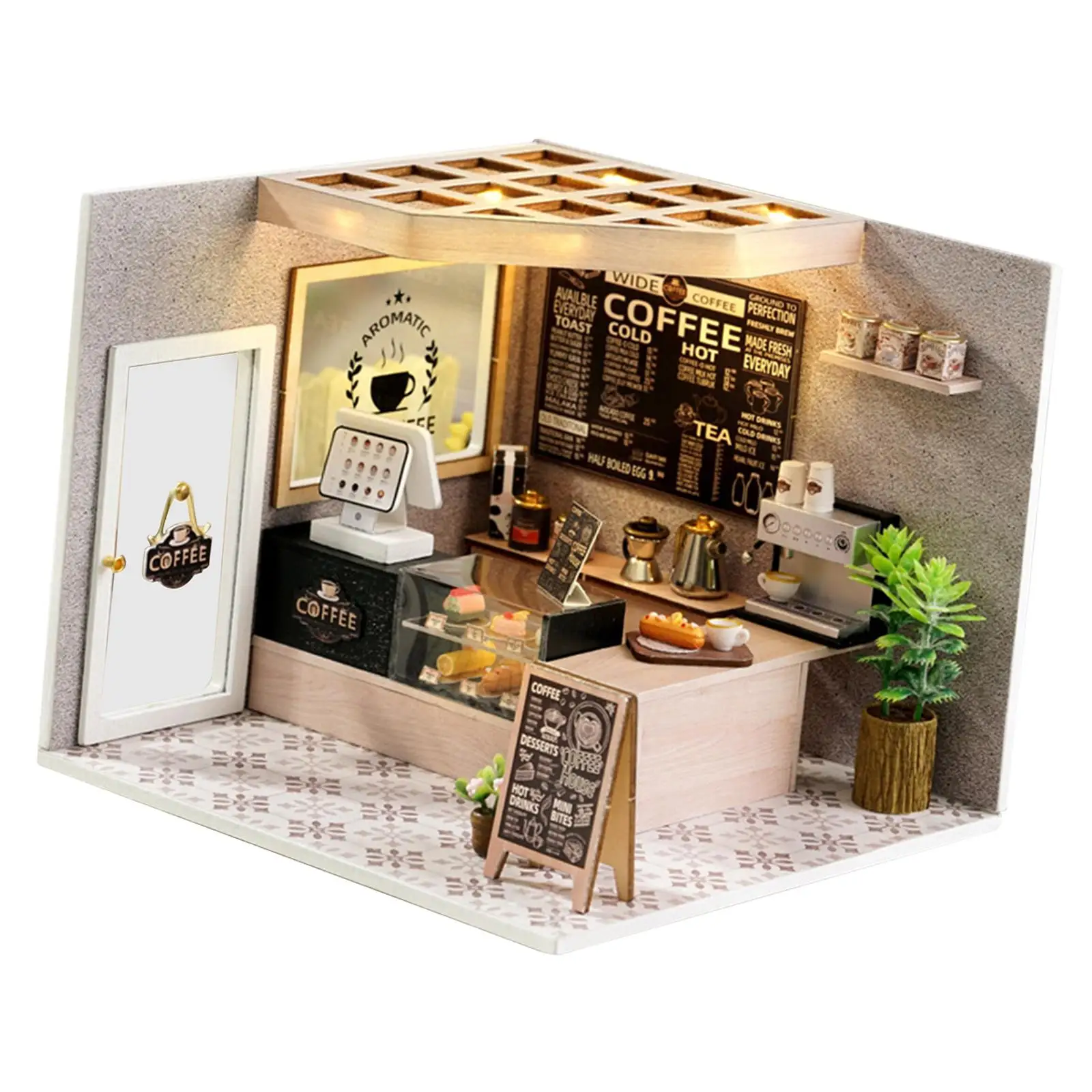 3D Wooden Dollhouse Puzzle Kit with Miniature Furniture and LED Lighting for Kids Adults Creative DIY Project Gift Idea