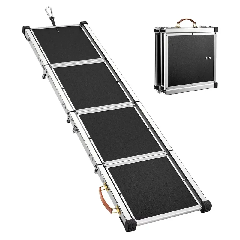 Heyang Factory Direct Adjustable Compact Aluminum 71in 200lb Waterproof Anti-Slip Easy Clean Black Pet Dog Ramp for Car Truck