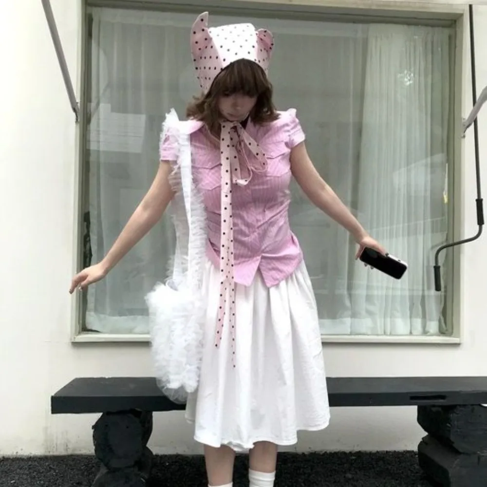 Y2K Little Demon Hair Scarf Soft Wrap Hip Hop Hair Band with Ears Headband Sweet Polka Dot Headscarf Spicy Girls view 4