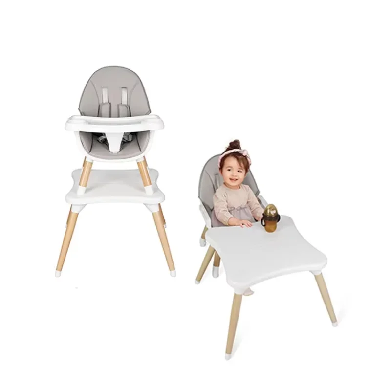 Flexible wooden baby high chair feeding highchair baby table and chair